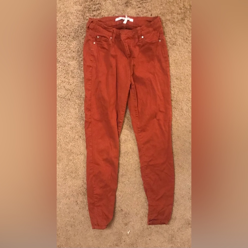 Burnt Orange Celebrity Pink Mid Rise Skinny Jeans